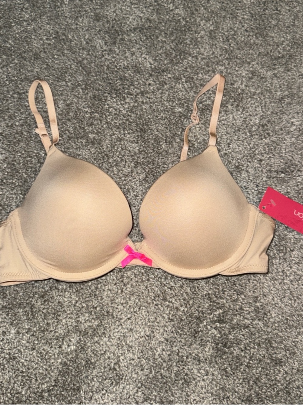 Xhilaration Nude Bra with Pink Bow Accent